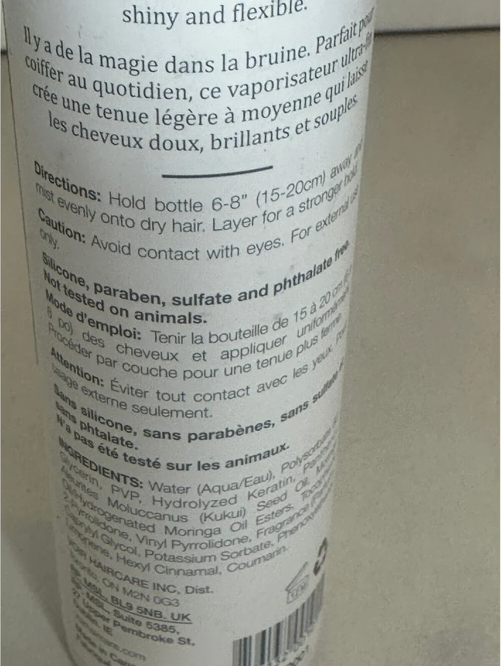 Voir Rainforest Mist Flawless Finish hairspray 5 fl oz